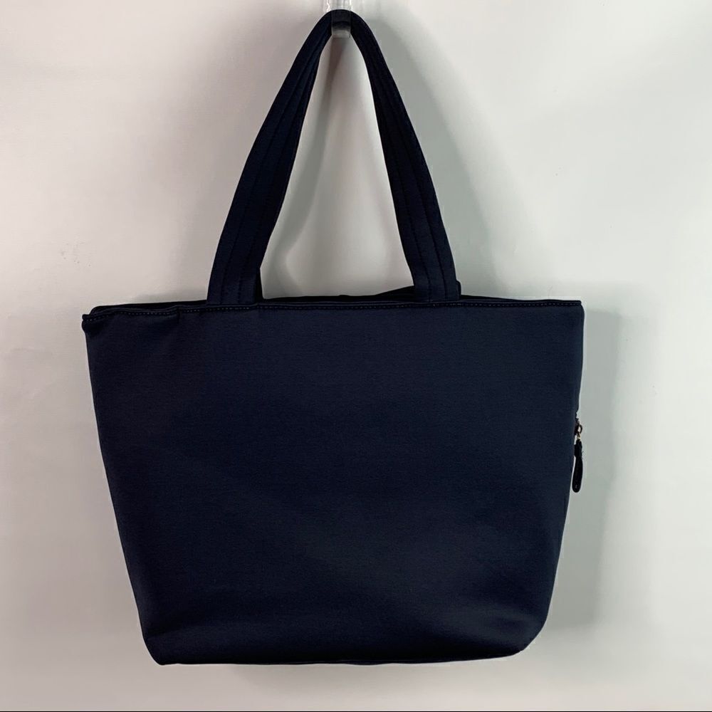 Stella & Dot Navy Blue Bow Front Nylon Tote Bag purse organizer designer - Picture 5 of 11